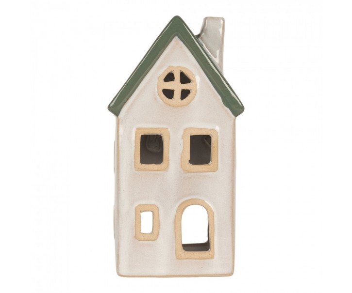 Tealight Holder House 9x8x18 Cm Beige Ceramic - 9*8*18 cm Clayre & Eef