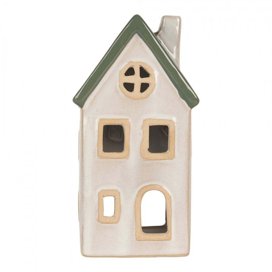 Tealight Holder House 9x8x18 Cm Beige Ceramic - 9*8*18 cm