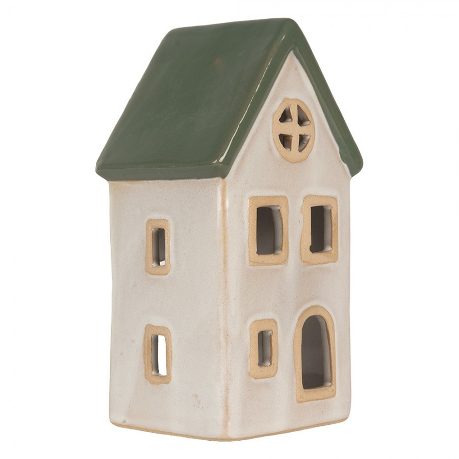 Tealight Holder House 9x8x18 Cm Beige Ceramic - 9*8*18 cm