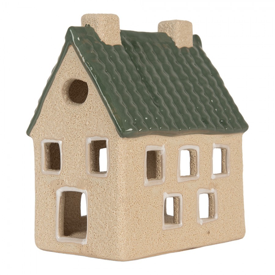 Tealight Holder House 11x8x13 Cm Beige Ceramic - 8*11*14 cm