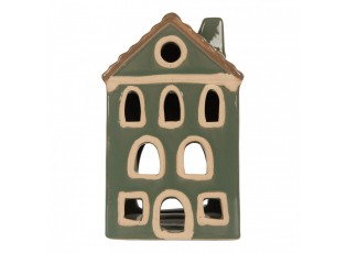 Zelený keramický domek na čajovou svíčku Lamont - 9*8*15 cm