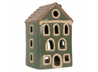 Zelený keramický domek na čajovou svíčku Lamont - 9*8*15 cm