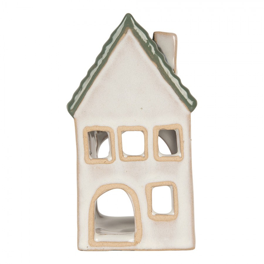 Tealight Holder House 7x7x13 Cm Grey Ceramic - 7*7*13 cm