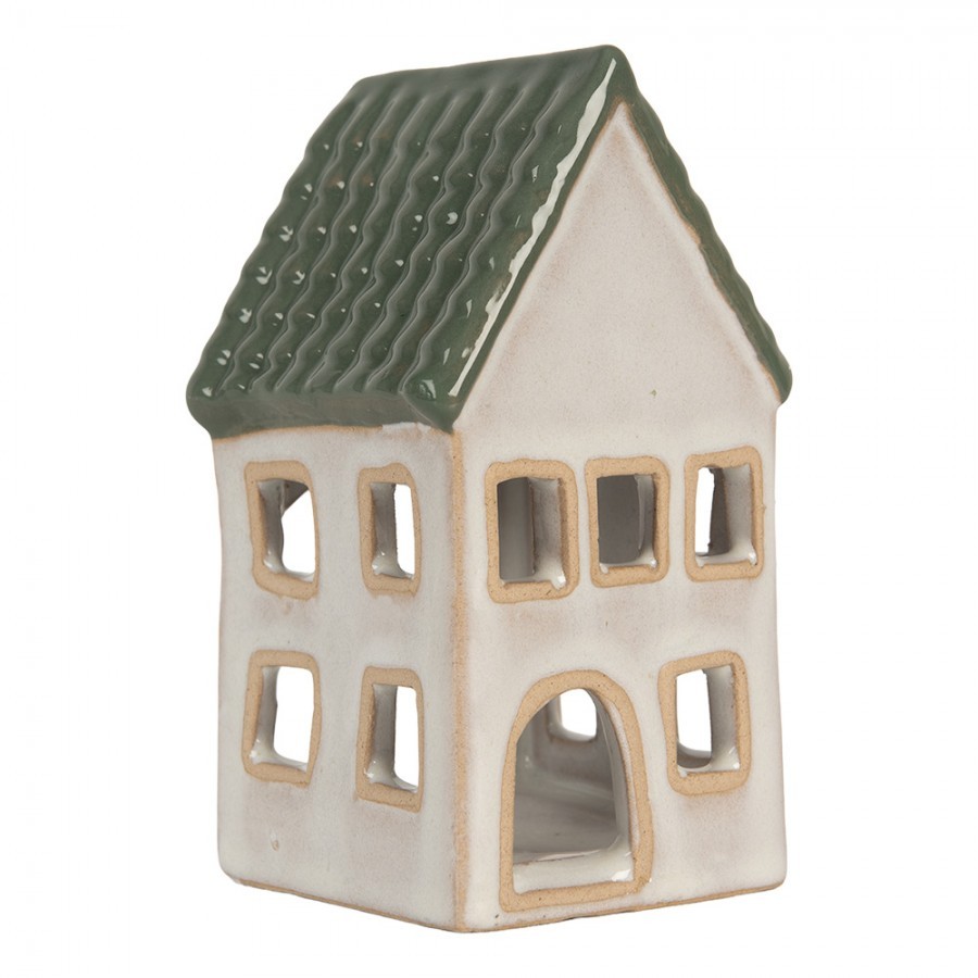 Tealight Holder House 7x7x13 Cm Grey Ceramic - 7*7*13 cm