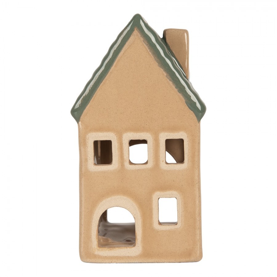 Tealight Holder House 6x6x11 Cm Beige Ceramic - 6*6*11 cm