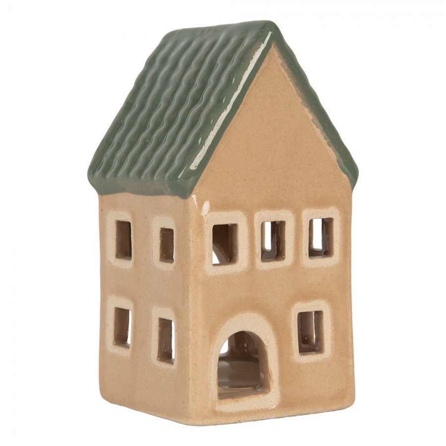Tealight Holder House 6x6x11 Cm Beige Ceramic - 6*6*11 cm