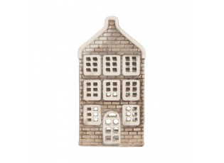 Šedý keramický domek na čajovou svíčku Lamont - 7*7*14 cm