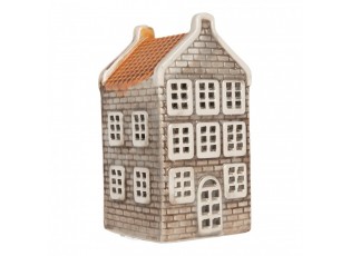 Šedý keramický domek na čajovou svíčku Lamont - 7*7*14 cm