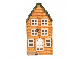 Oranžový keramický domek na čajovou svíčku Lamont - 9*10*19 cm
