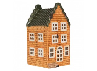 Oranžový keramický domek na čajovou svíčku Lamont - 9*10*19 cm