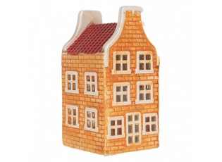 Tealight Holder House 10x10x19 Cm Orange Ceramic - 9*10*19 cm