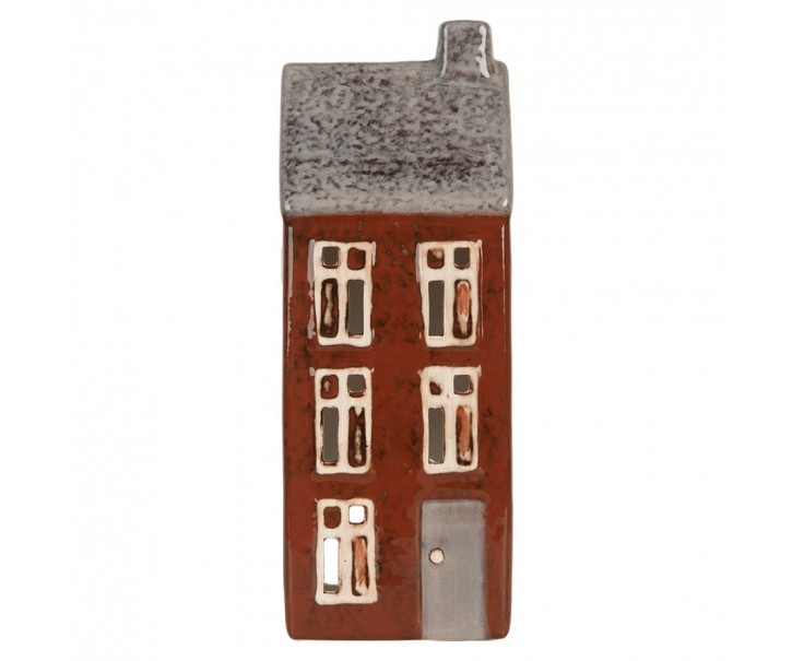 Hnědý keramický domek na čajovou svíčku Lamont - 10*7*26 cm Clayre & Eef