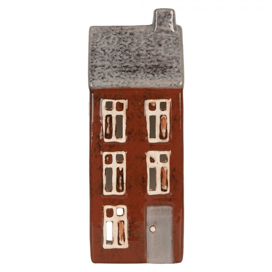 Hnědý keramický domek na čajovou svíčku Lamont - 10*7*26 cm