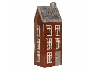 Hnědý keramický domek na čajovou svíčku Lamont - 10*7*26 cm