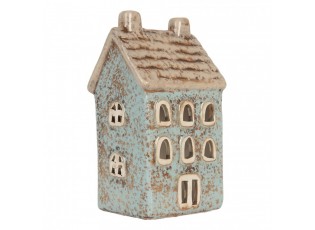 Modrý keramický domek na čajovou svíčku Lamont - 8*7*15 cm