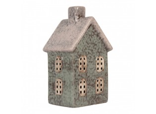 Zelený keramický domek na čajovou svíčku Lamont - 8*7*14 cm
