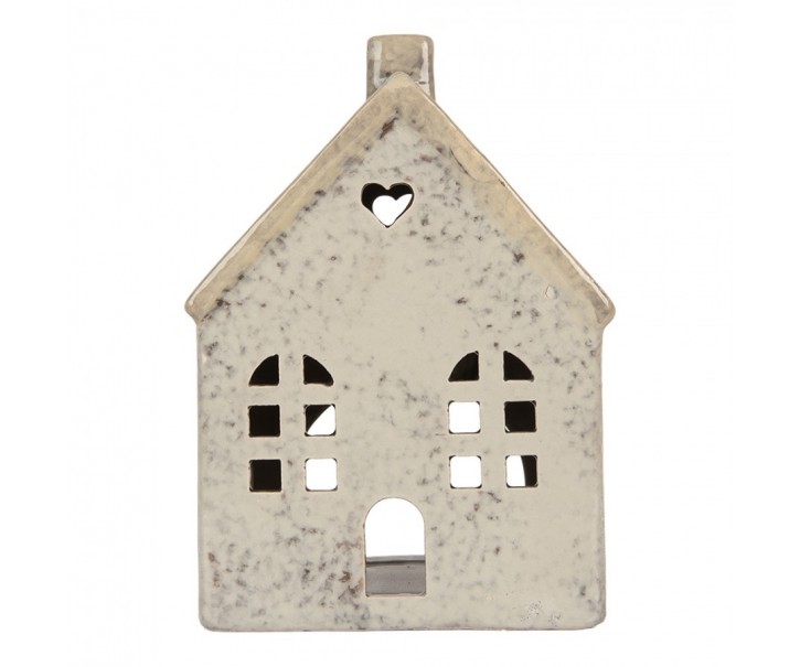 Šedý keramický domek na čajovou svíčku Lamont - 11*7*16 cm Clayre & Eef