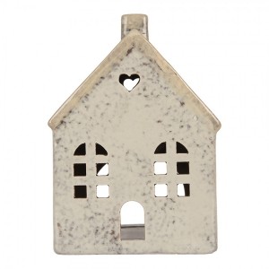 Šedý keramický domek na čajovou svíčku Lamont - 11*7*16 cm