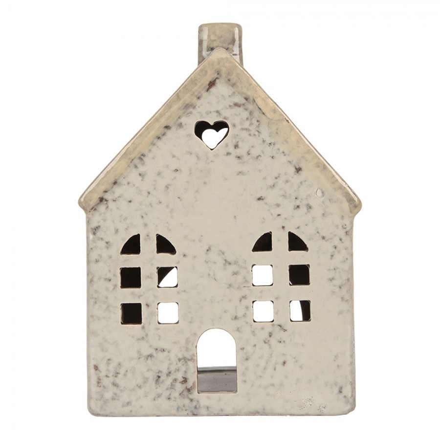 Šedý keramický domek na čajovou svíčku Lamont - 11*7*16 cm