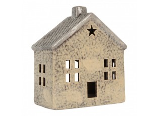 Béžový keramický domek na čajovou svíčku Lamont - 13*8*15 cm