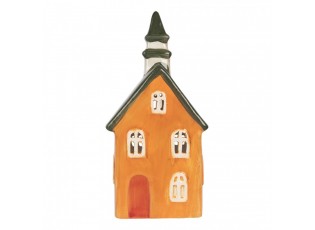 Tealight Holder House 11x7x21 Cm Orange Ceramic - 10*7*21 cm