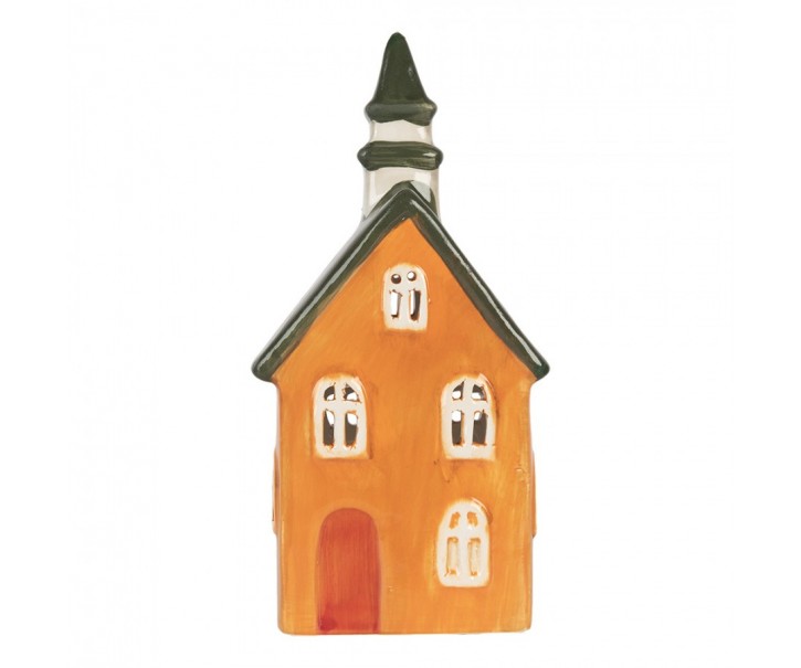 Tealight Holder House 11x7x21 Cm Orange Ceramic - 10*7*21 cm Clayre & Eef