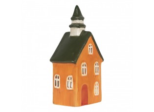 Tealight Holder House 11x7x21 Cm Orange Ceramic - 10*7*21 cm