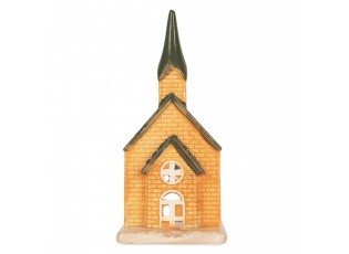 Tealight Holder House 9x9x21 Cm Orange Ceramic - 9*8*21 cm