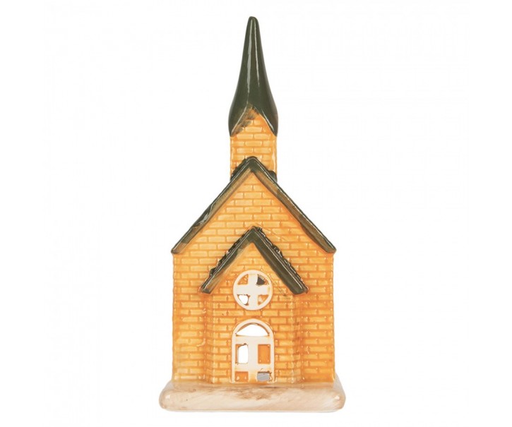 Tealight Holder House 9x9x21 Cm Orange Ceramic - 9*8*21 cm Clayre & Eef