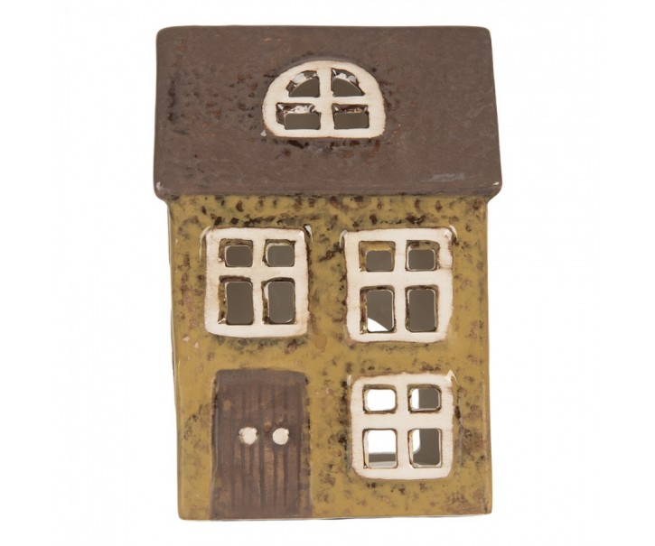 Zelený keramický domek na čajovou svíčku Lamont - 10*7*14 cm Clayre & Eef