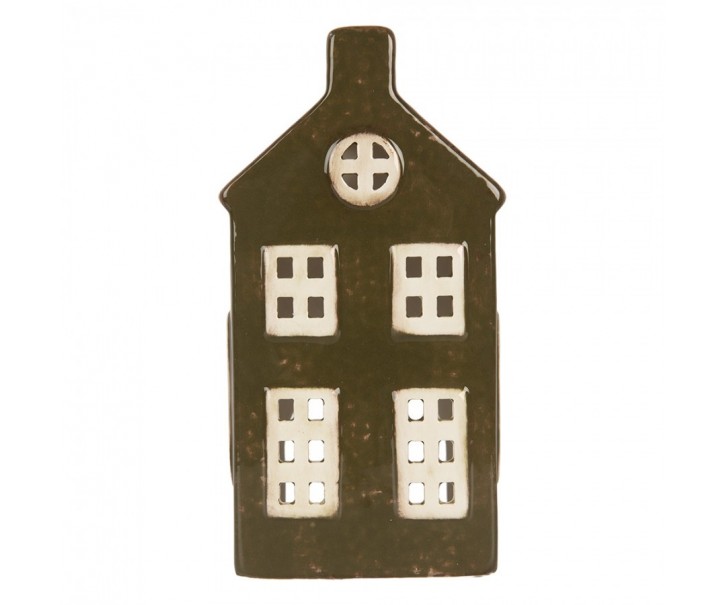 Tealight Holder House 9x7x17 Cm Green Ceramic - 8*6*16 cm Clayre & Eef
