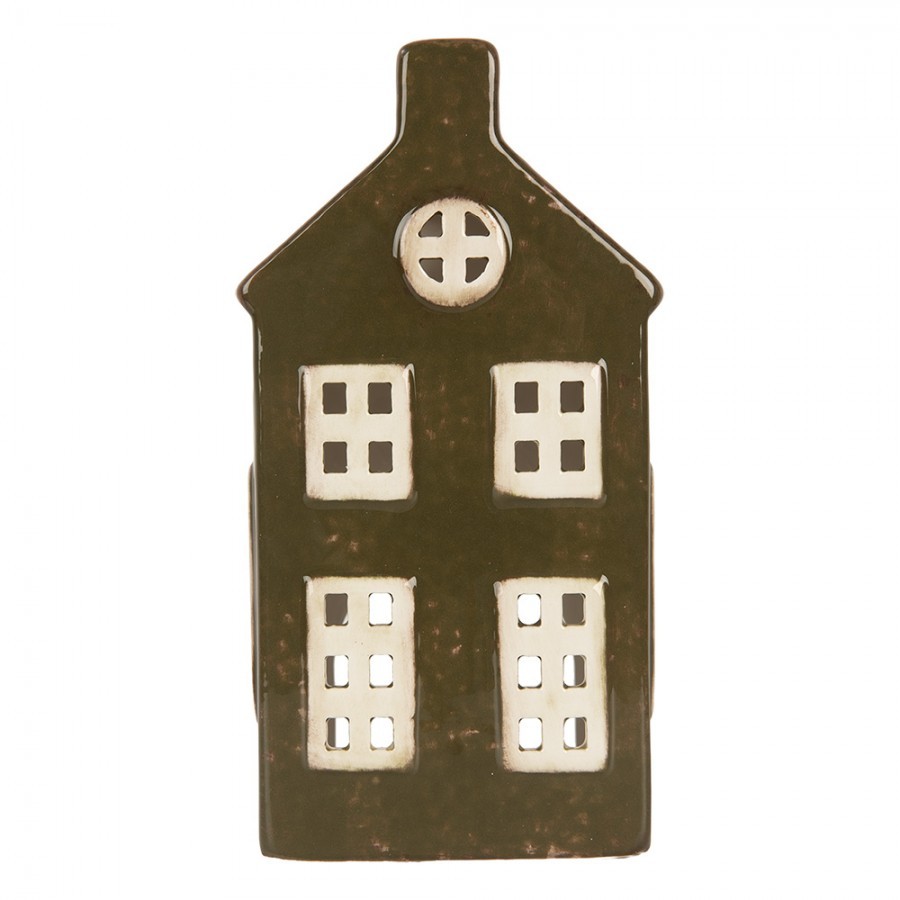 Tealight Holder House 9x7x17 Cm Green Ceramic - 8*6*16 cm