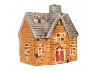 Tealight Holder House 13x8x14 Cm Orange Ceramic - 13*8*14 cm