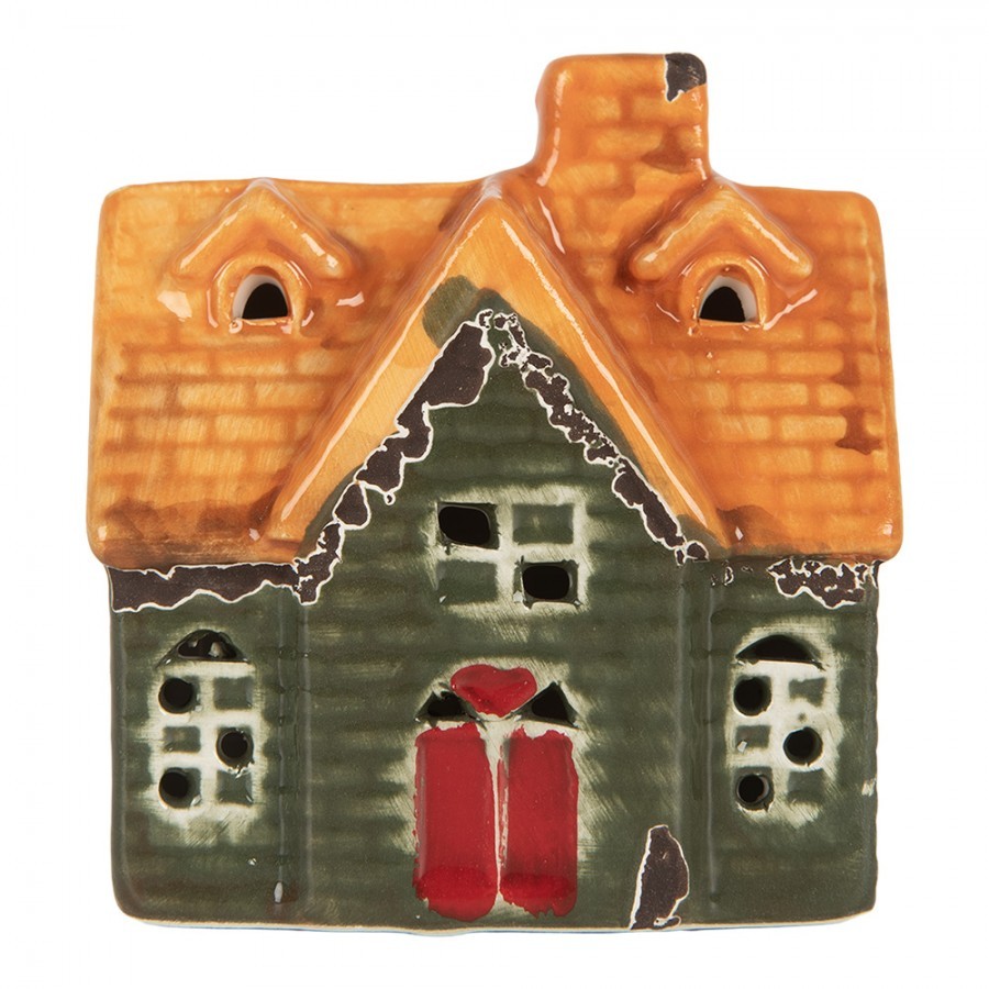 Decorative House With LED LED 8x5x8 Cm Green Ceramic - LED 8*5*8 cm