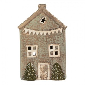 Zelený keramický domek na čajovou svíčku Lamont - 10*8*15 cm