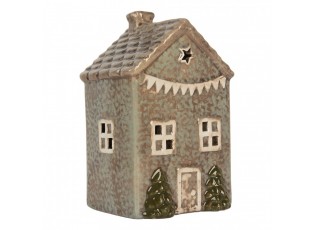 Zelený keramický domek na čajovou svíčku Lamont - 10*8*15 cm
