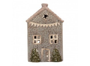 Modrý keramický domek na čajovou svíčku Lamont - 10*8*15 cm