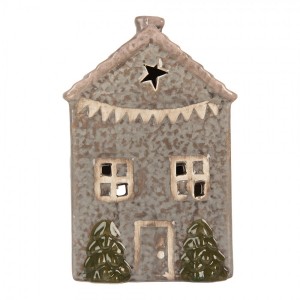 Modrý keramický domek na čajovou svíčku Lamont - 10*8*15 cm