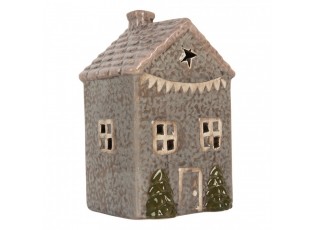 Modrý keramický domek na čajovou svíčku Lamont - 10*8*15 cm