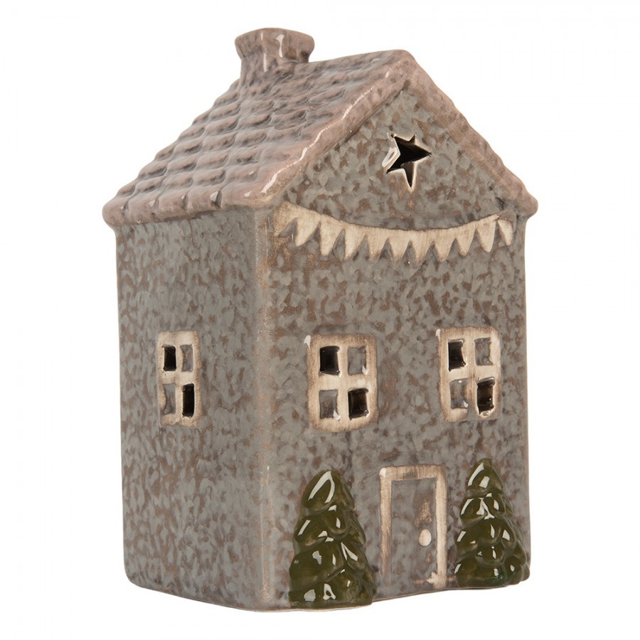 Modrý keramický domek na čajovou svíčku Lamont - 10*8*15 cm