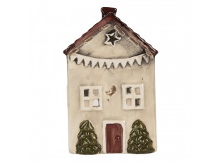 Béžový keramický domek na čajovou svíčku Lamont - 10*8*15 cm