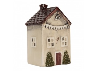 Béžový keramický domek na čajovou svíčku Lamont - 10*8*15 cm