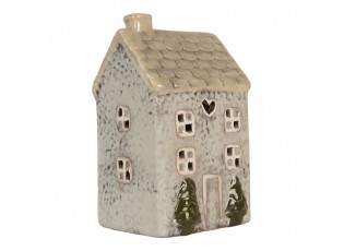 Šedý keramický domek na čajovou svíčku Lamont - 9*8*15 cm