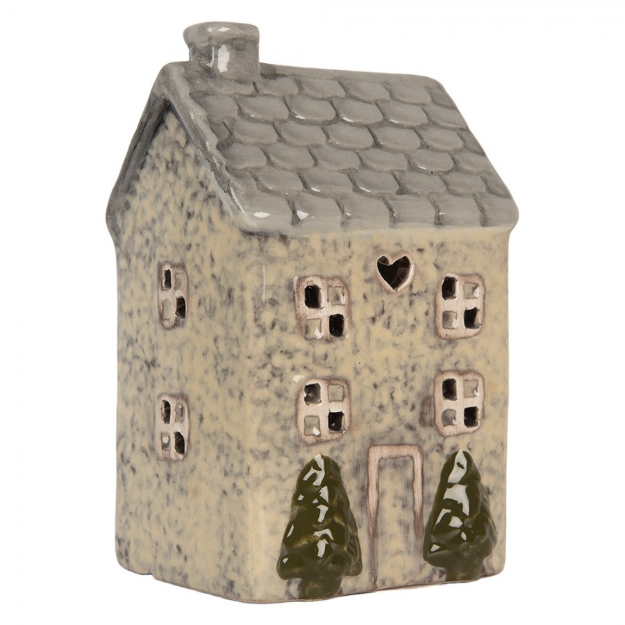 Béžový keramický domek na čajovou svíčku Lamont - 9*8*15 cm