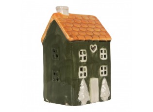Zelený keramický domeček na čajovou svíčku Lamont - 9*8*15 cm