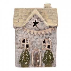 Šedý keramický LED domek Lamont - 6*6*10 cm