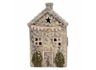 Decorative House With LED LED 6x6x11 Cm Grey Ceramic - LED 6*6*11 cm