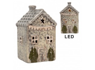 Decorative House With LED LED 6x6x11 Cm Grey Ceramic - LED 6*6*11 cm