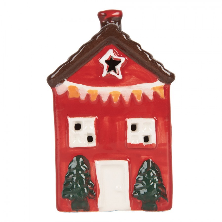 Decorative House With LED LED 6x6x11 Cm Red Ceramic - LED 6*6*10 cm