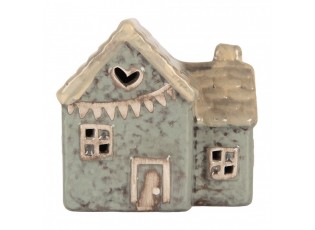 Šedo-modrý keramický LED domek Lamont - 8*6*8 cm